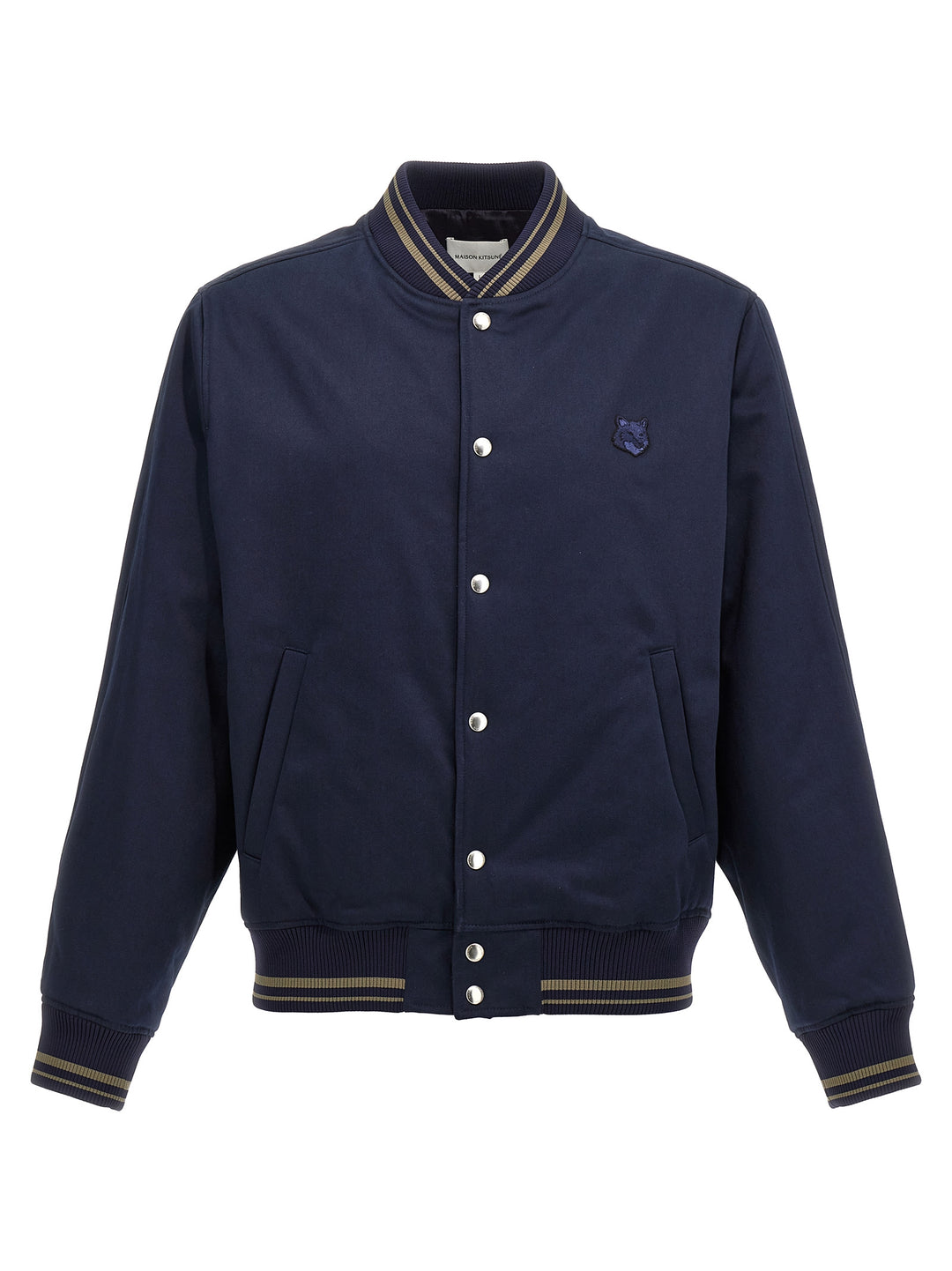 Logo Embroidery Bomber Jacket Casual Jackets, Parka Blue