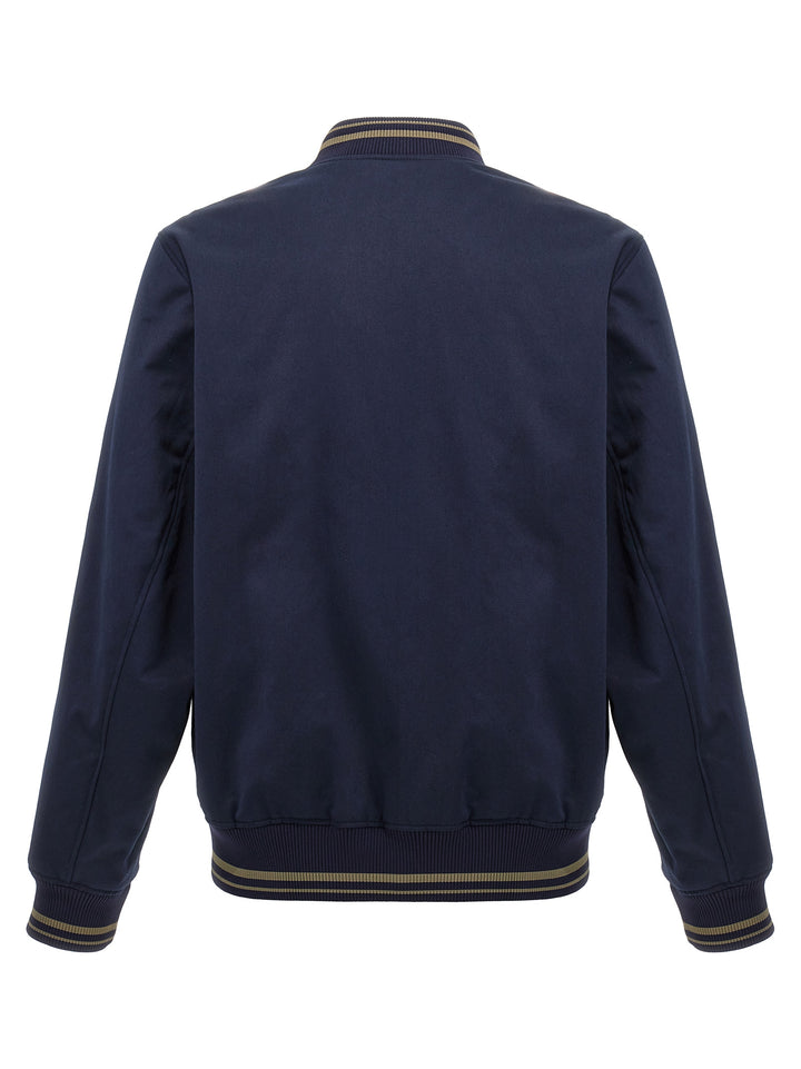 Logo Embroidery Bomber Jacket Casual Jackets, Parka Blue