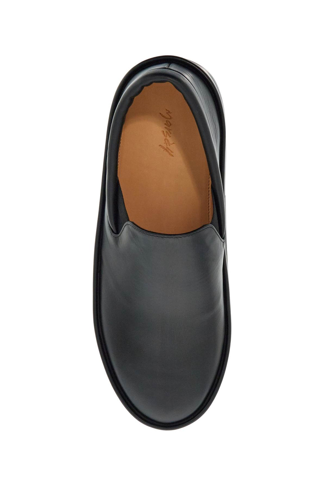 Minimalist Black Calfskin Slip On Slippers With Rubber Sole