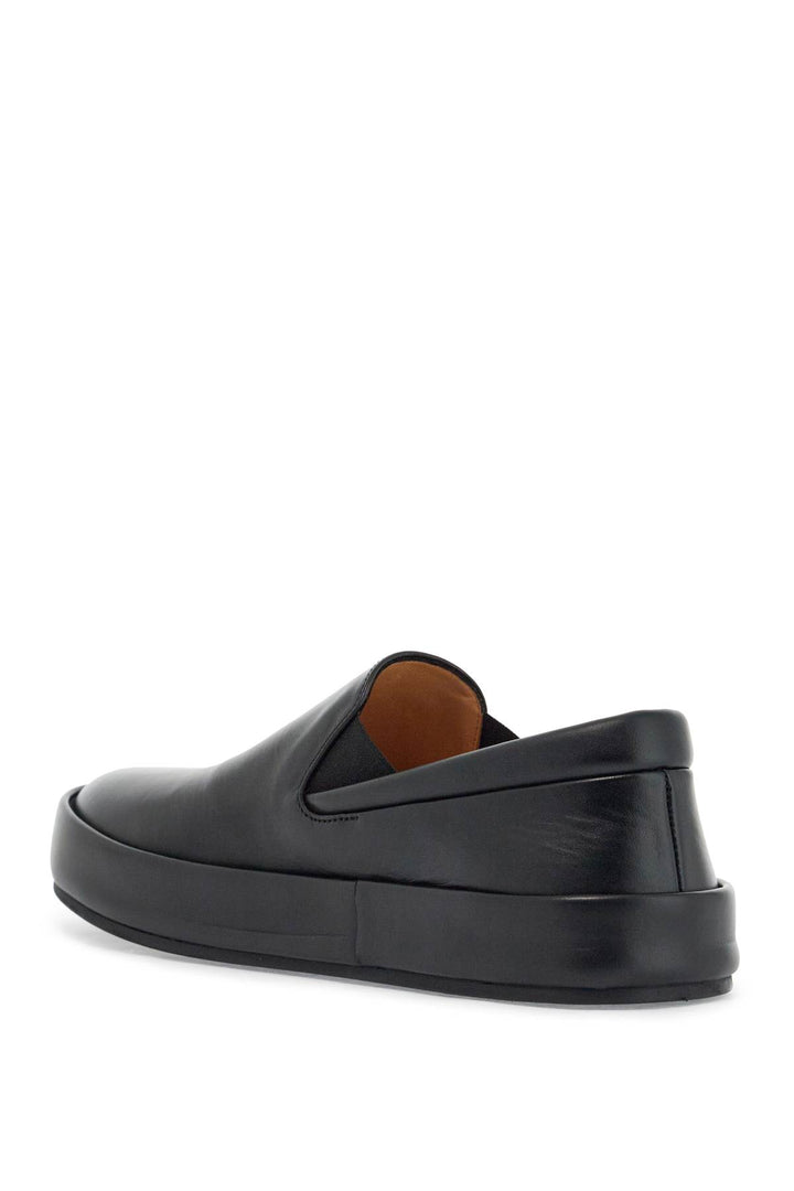 Minimalist Black Calfskin Slip On Slippers With Rubber Sole