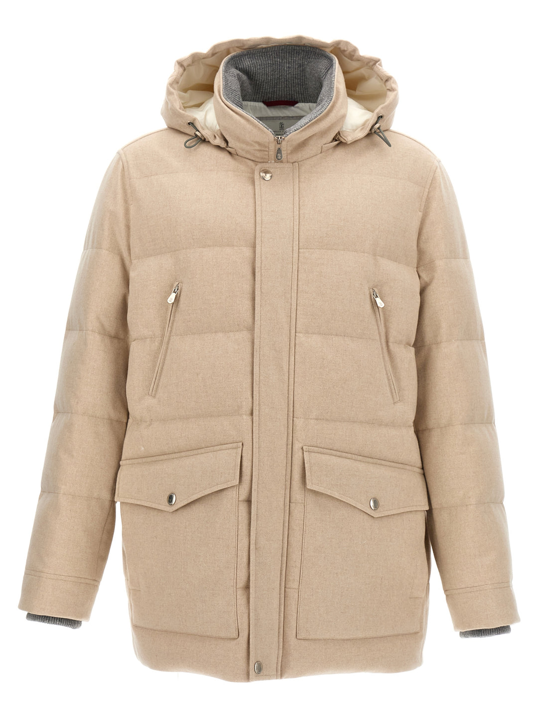 Long Hooded Down Jacket Casual Jackets, Parka Beige