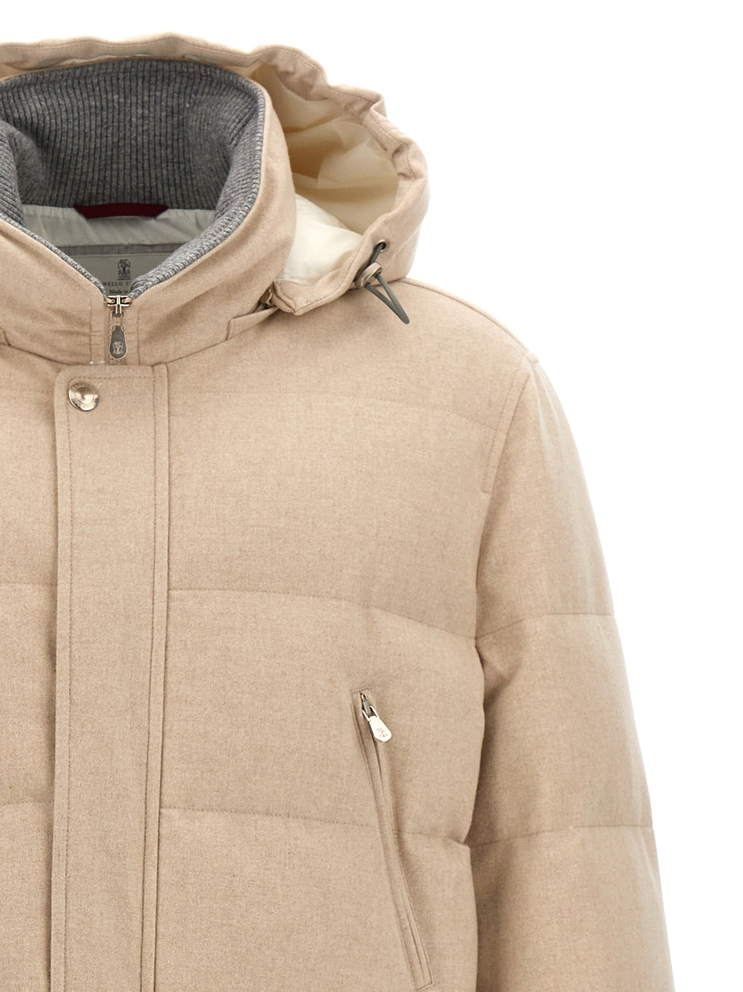 Long Hooded Down Jacket Casual Jackets, Parka Beige