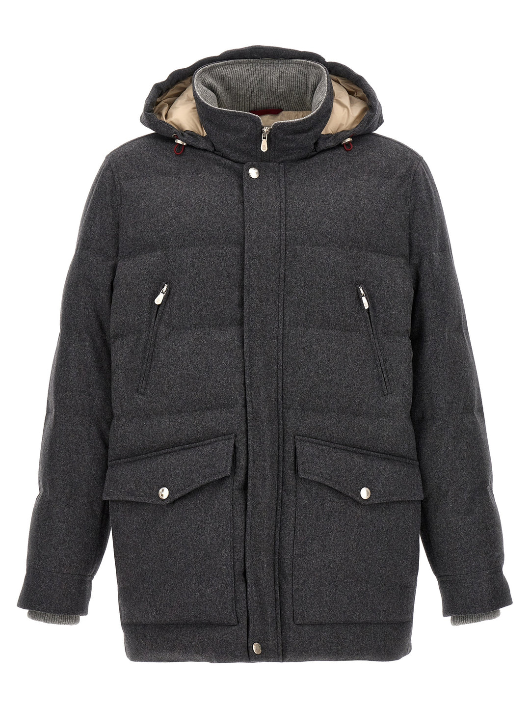 Long Hooded Down Jacket Casual Jackets, Parka Gray