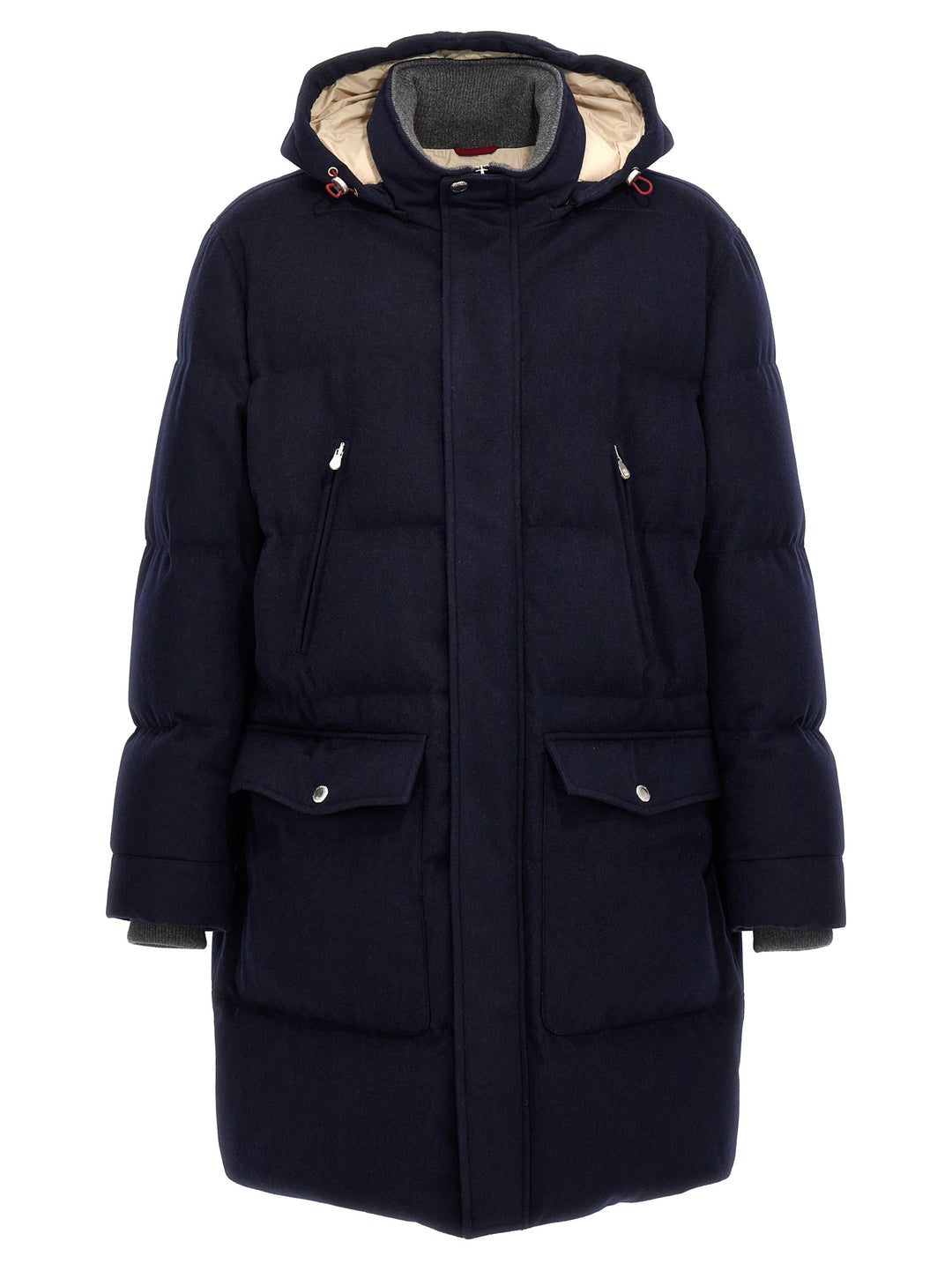 Padded Wool Long Down Jacket Casual Jackets, Parka Blue