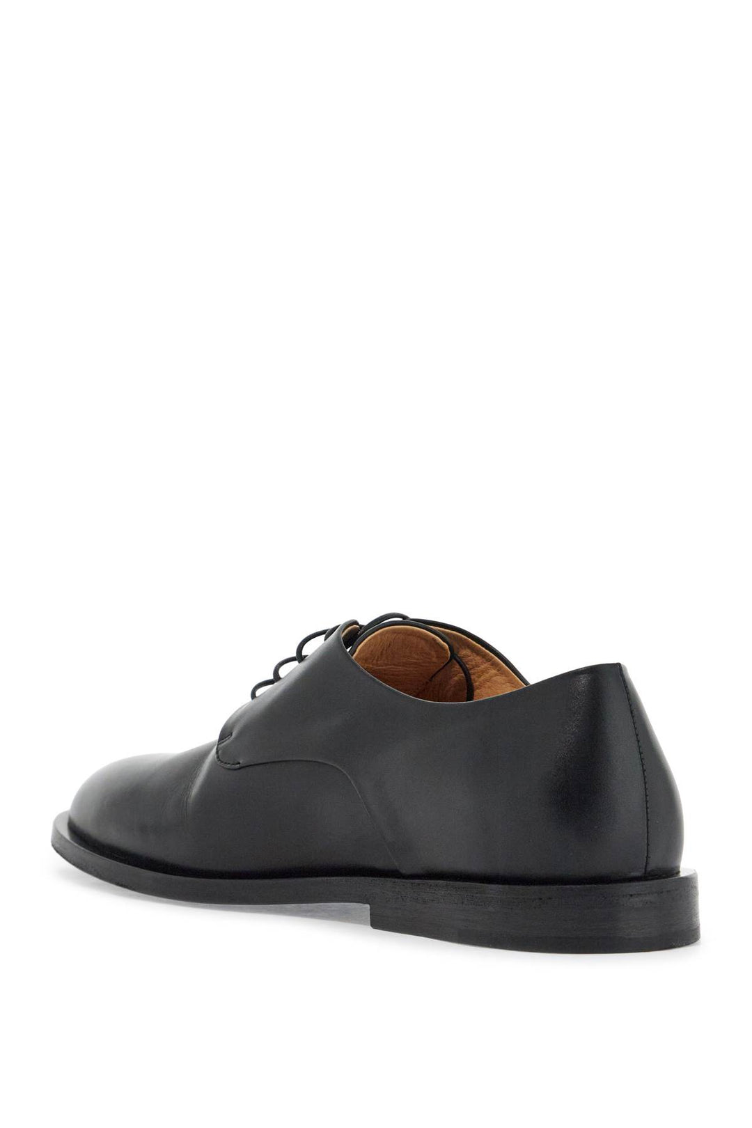 Black Calf Leather Derby Shoes With Glossy Finish