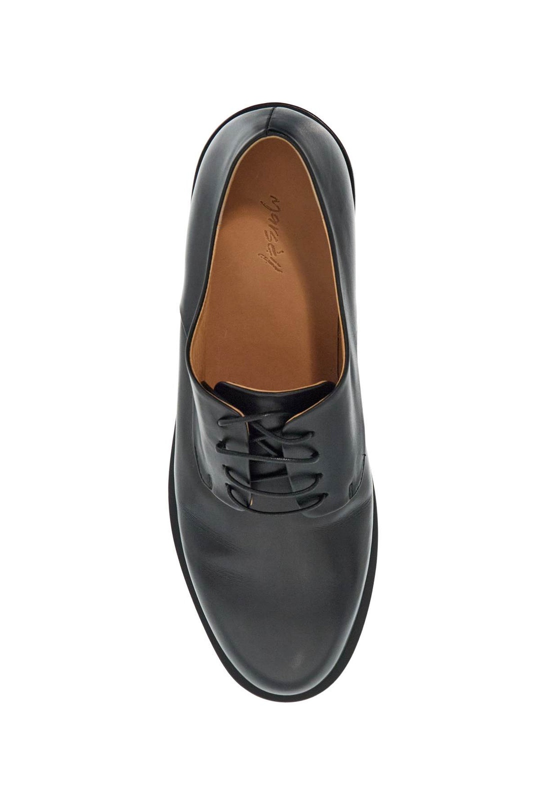 Black Calf Leather Derby Shoes With Glossy Finish