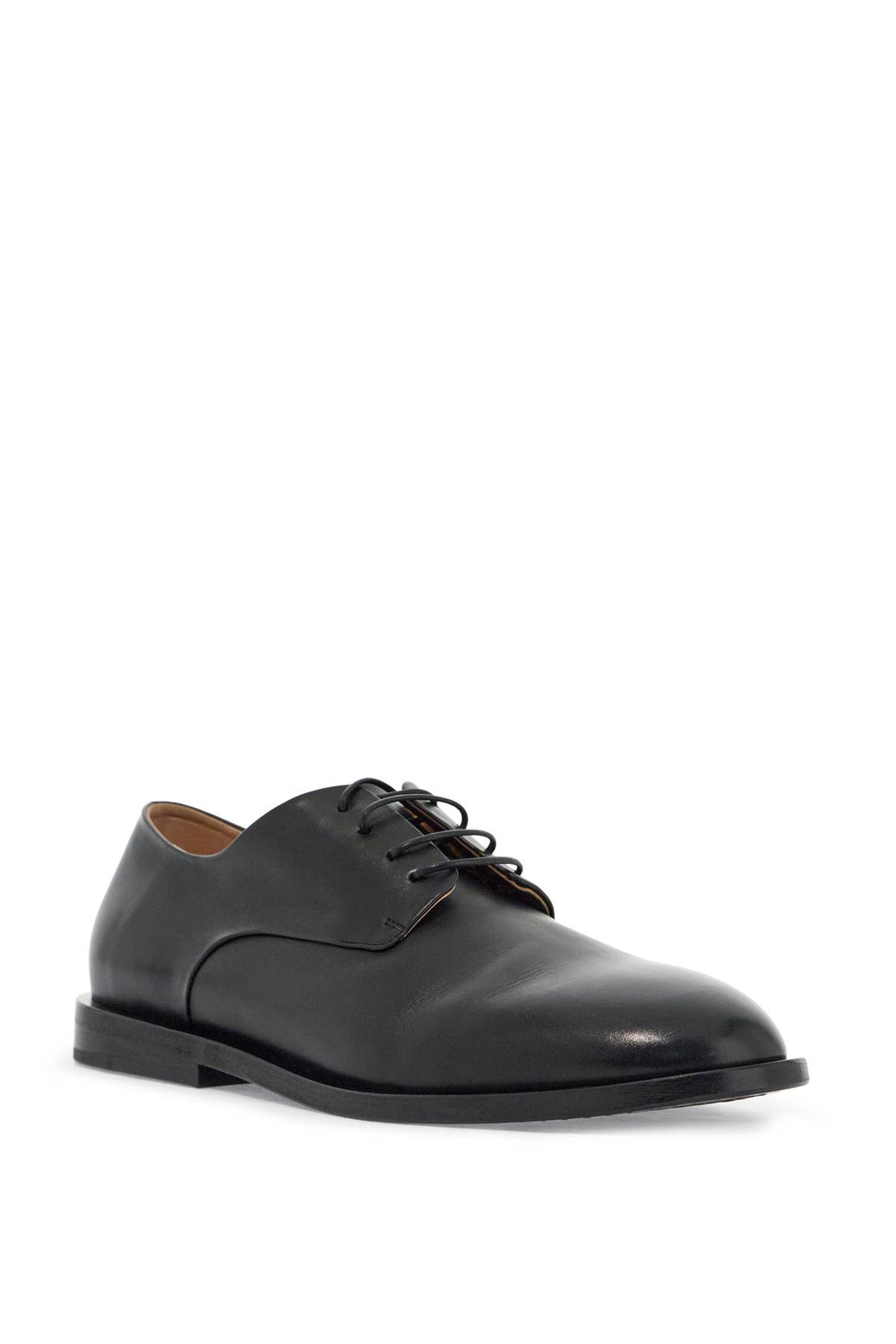 Black Calf Leather Derby Shoes With Glossy Finish