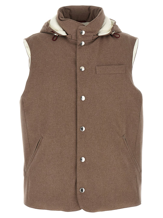 Padded Wool Vest Gilet Beige