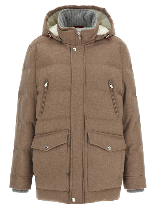 Flannel Down Jacket Puffer Jackets Beige