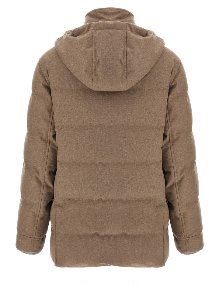 Brunello Cucinelli Flannel Down Jacket Puffer Jackets - Beige | edf49f497e3d0b7808bfdc168acfc74fe52f0b46