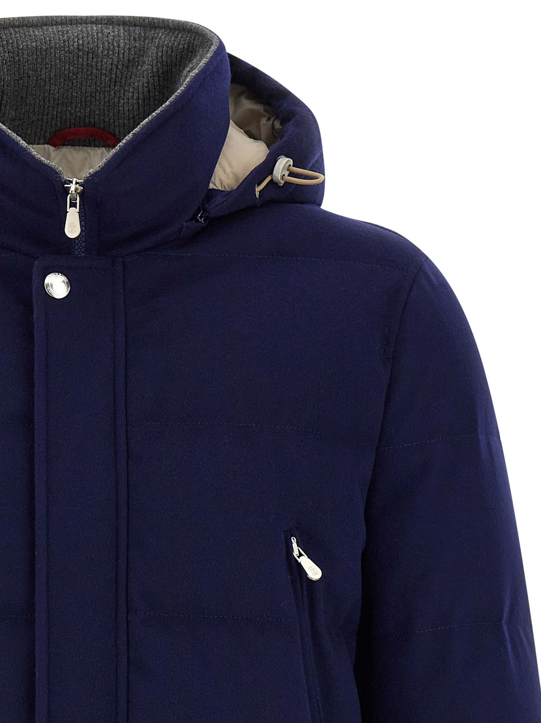 Brunello Cucinelli Flannel Down Jacket Puffer Jackets - Blue | 2b979224bc4d2a410a2524e45da42bcefbd2ab9d