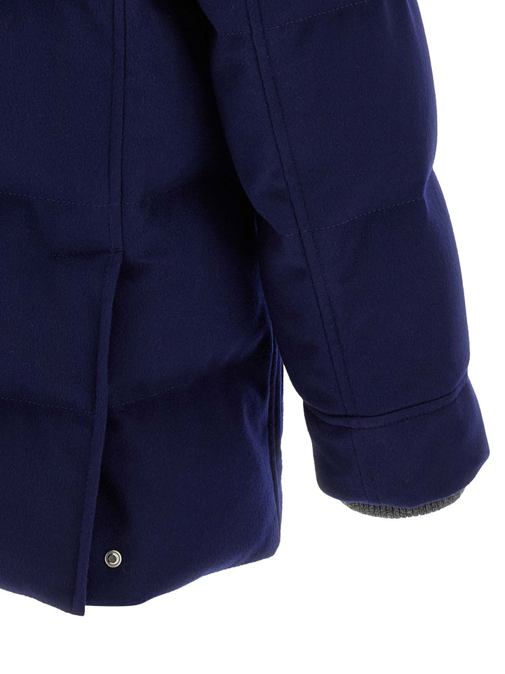 Brunello Cucinelli Flannel Down Jacket Puffer Jackets - Blue | 680a263793f020e9fb52022cc0790b9a3e7298bd