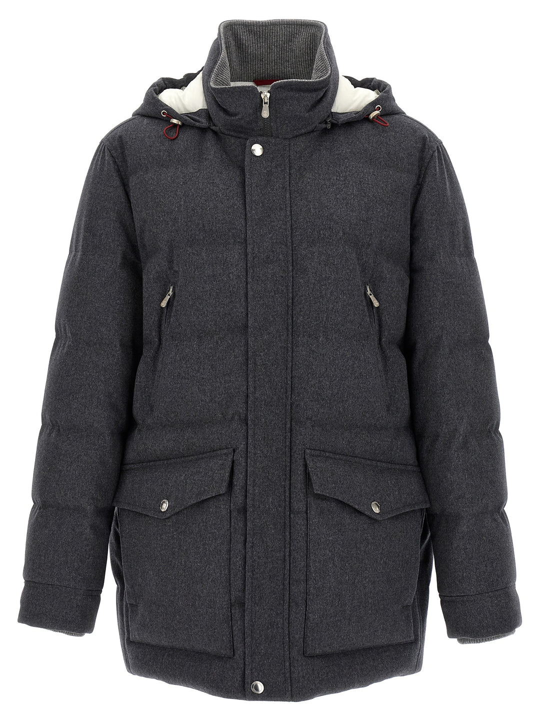 Brunello Cucinelli Flannel Down Jacket Puffer Jackets - Gray | 43fd7aed3322c16b0178ae051b8c0b14a9bf878a