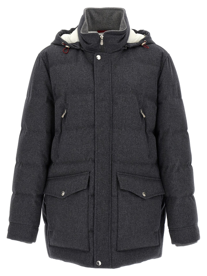 Brunello Cucinelli Flannel Down Jacket Puffer Jackets - Gray | 43fd7aed3322c16b0178ae051b8c0b14a9bf878a