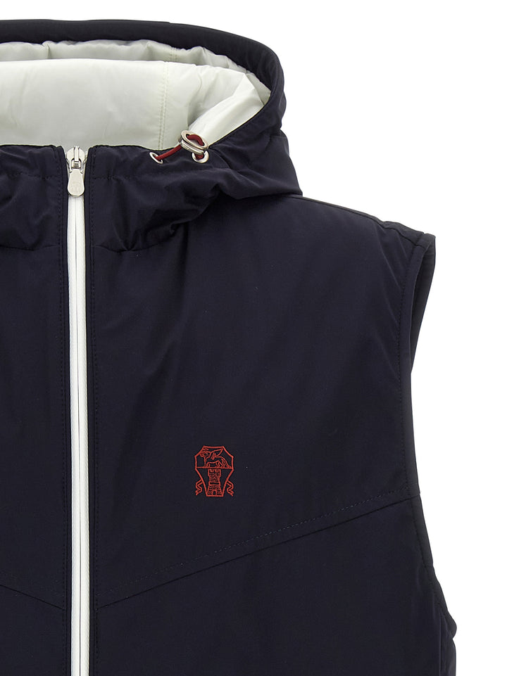 Brunello Cucinelli Hooded Vest Gilet - Blue | 94f25d17f7f1471745040755b445751089c8a1d4