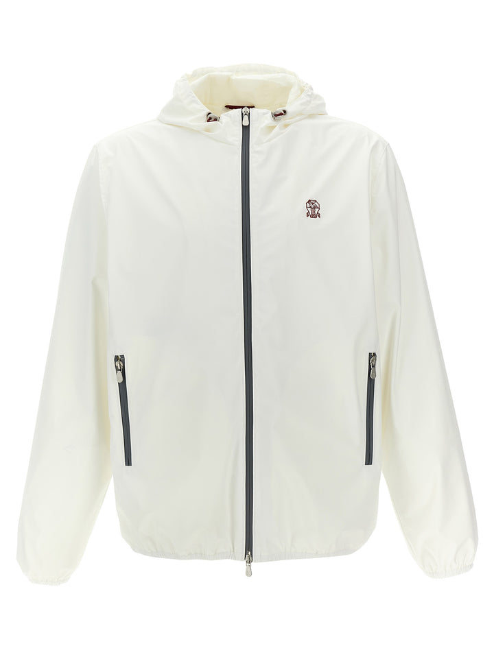 Logo Waterproof Casual Jackets, Parka White