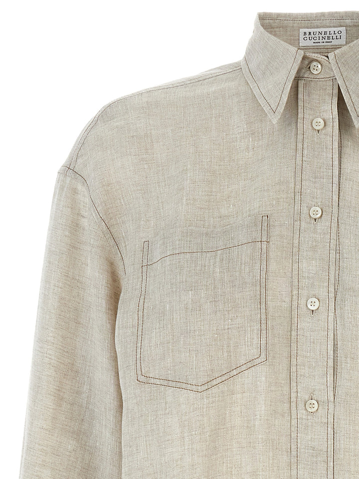 Linen Shirt Shirt, Blouse Beige