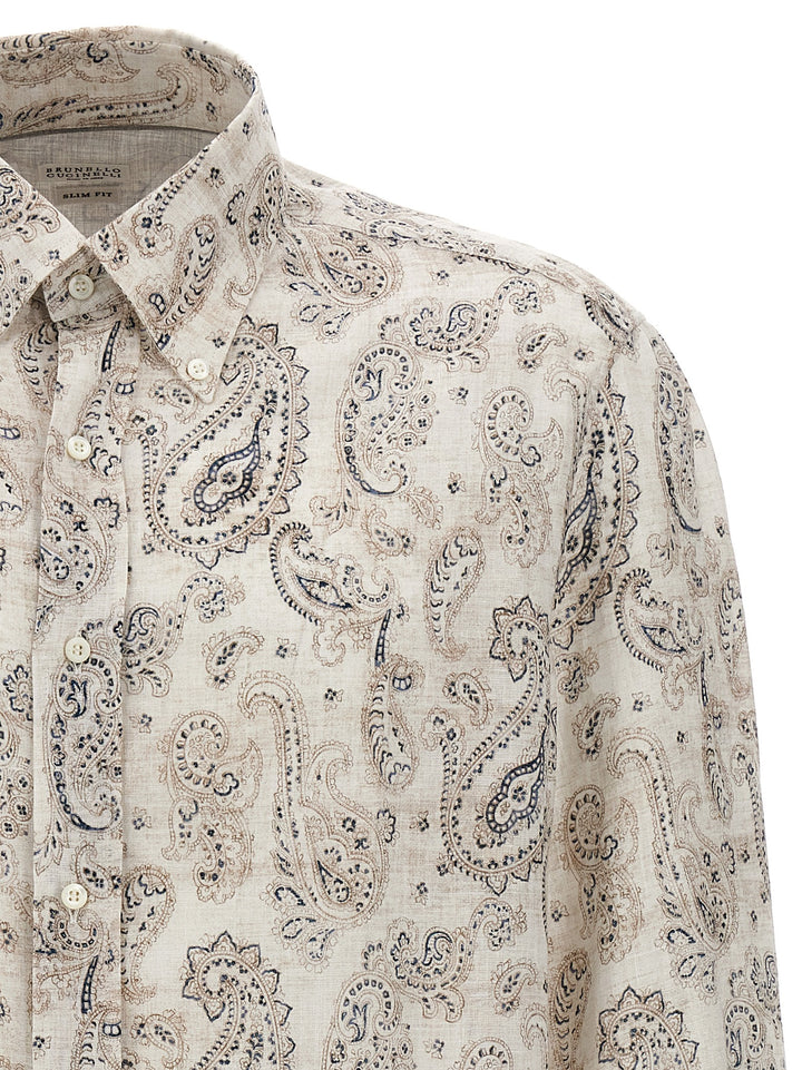 Printed Linen Shirt Shirt, Blouse Multicolor