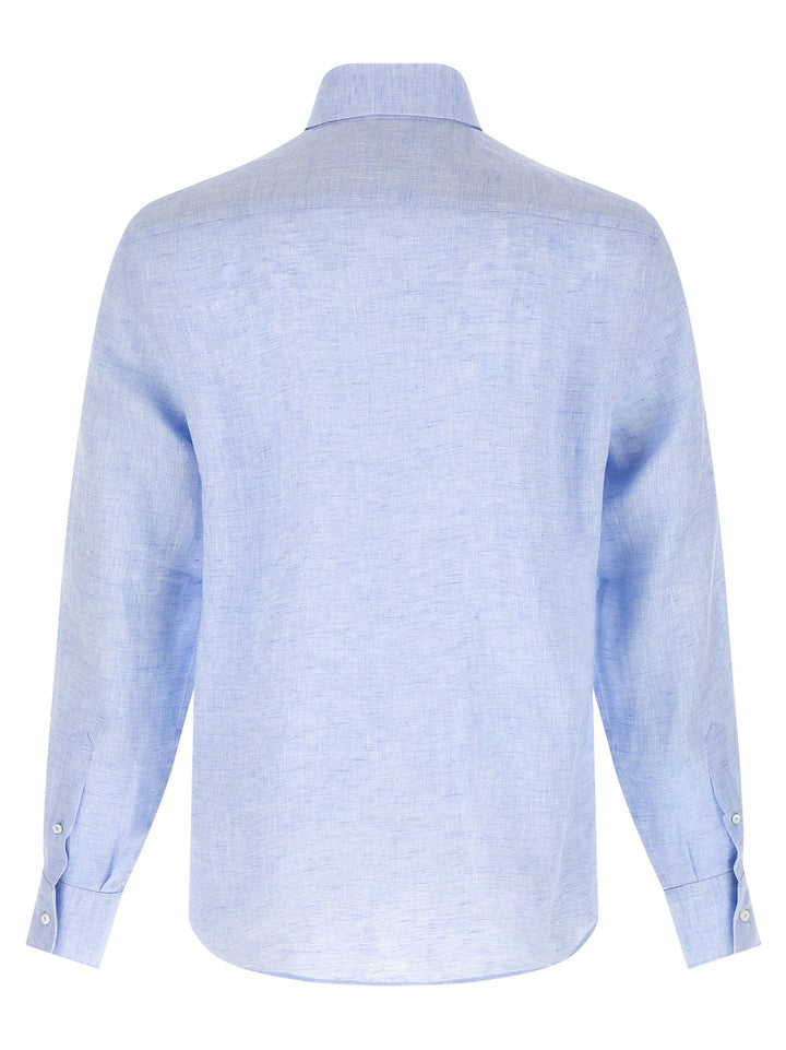 Brunello Cucinelli Linen Shirt Shirt and Blouse - Light Blue | 8a9f1a604e326770cc8e523e5246abefa54754ae