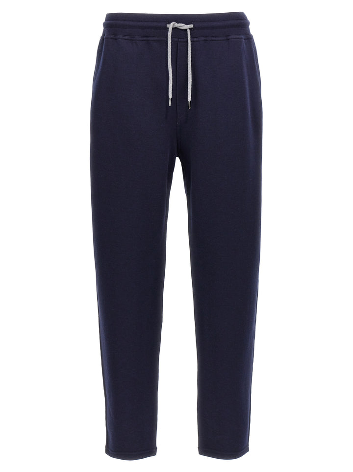 Cotton Blend Joggers Pants Blue