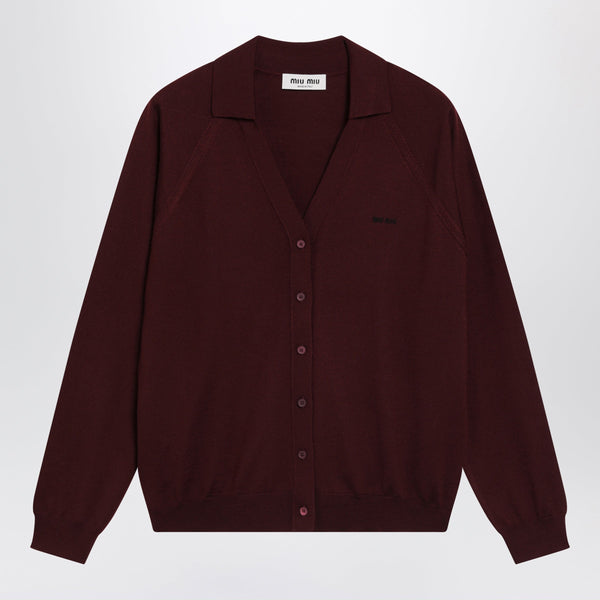 Cardigan In Amaranth Wool