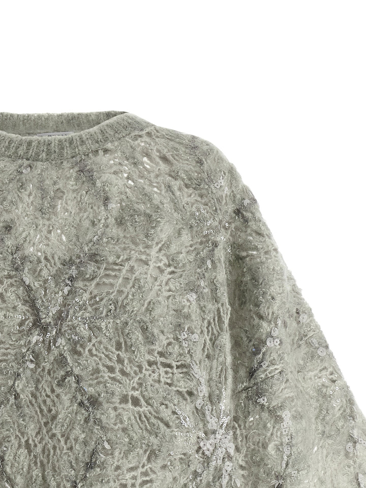 Brunello Cucinelli Sequin Sweater Sweaters and Cardigans - Gray | 53863149e78f14ba68a2390595e5d780c35ee710