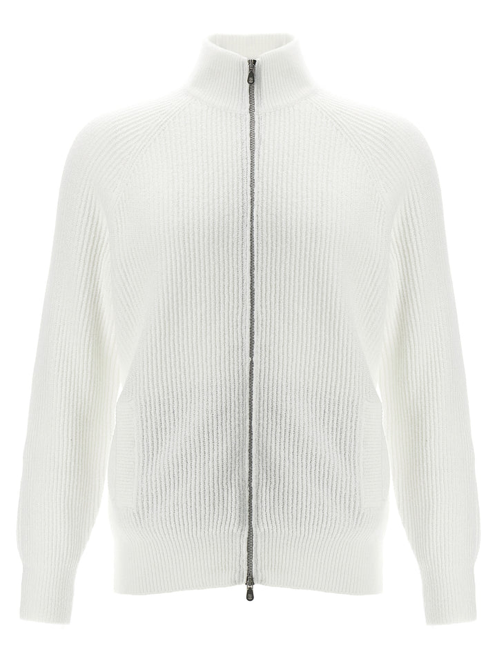 Zip Cardigan Sweater, Cardigans White