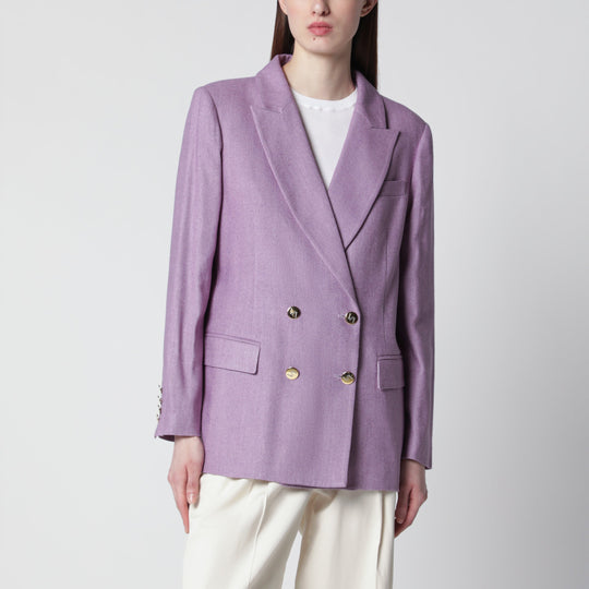 Lilac Double-Breasted Silk Jacket