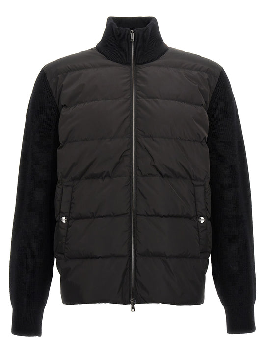 Two-Material Puffer Jacket Puffer Jackets Black