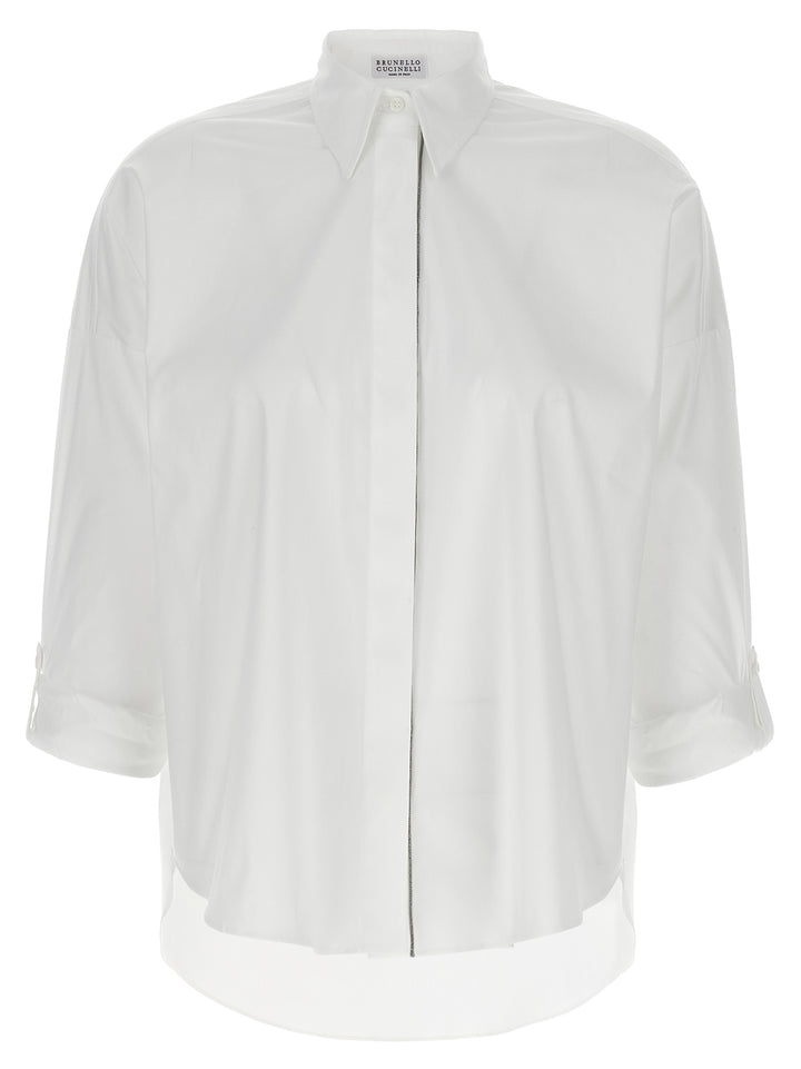 Brunello Cucinelli Shiny Trim Shirt and Blouse - White | 49f73d08ded7499d214c0ee8391886d476281063