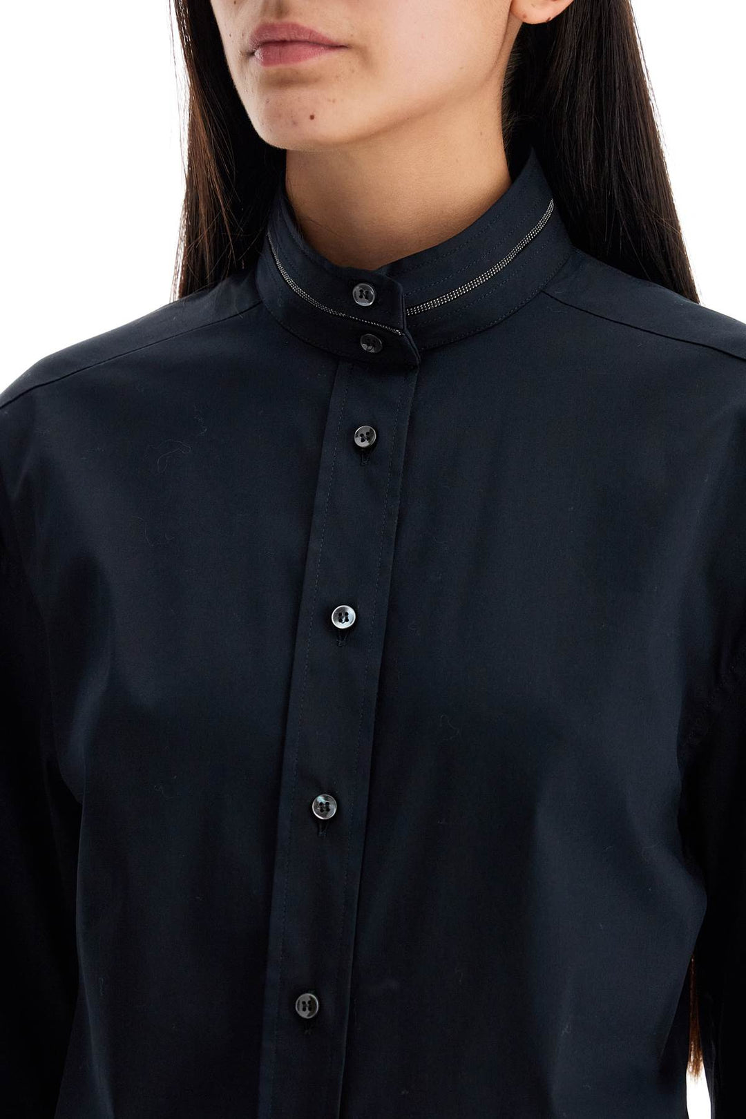 High Neck Blouse With Monile Embellishment