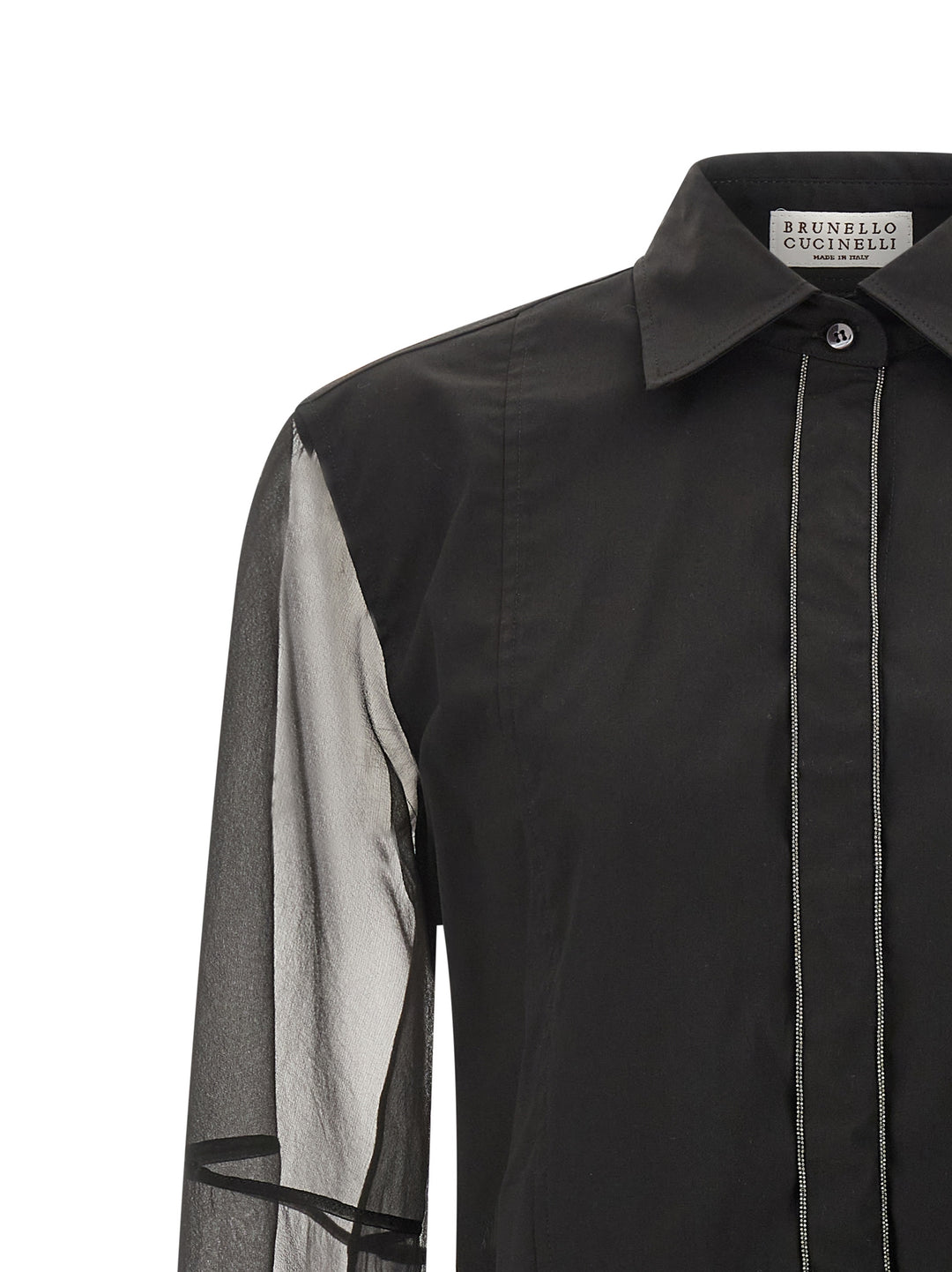 Brunello Cucinelli Double Layer Shirt Shirt and Blouse - Black | ff4e7b32e0732ed5c09c58696f98c3c16ec571a6
