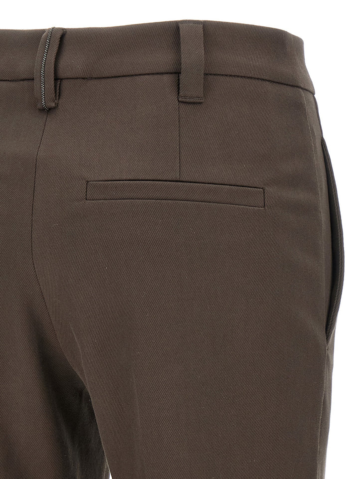 Brunello Cucinelli Monile Cotton Pants - Brown | 9b3124a08c708d3cbcb4fe5b5d81940cf514a2db