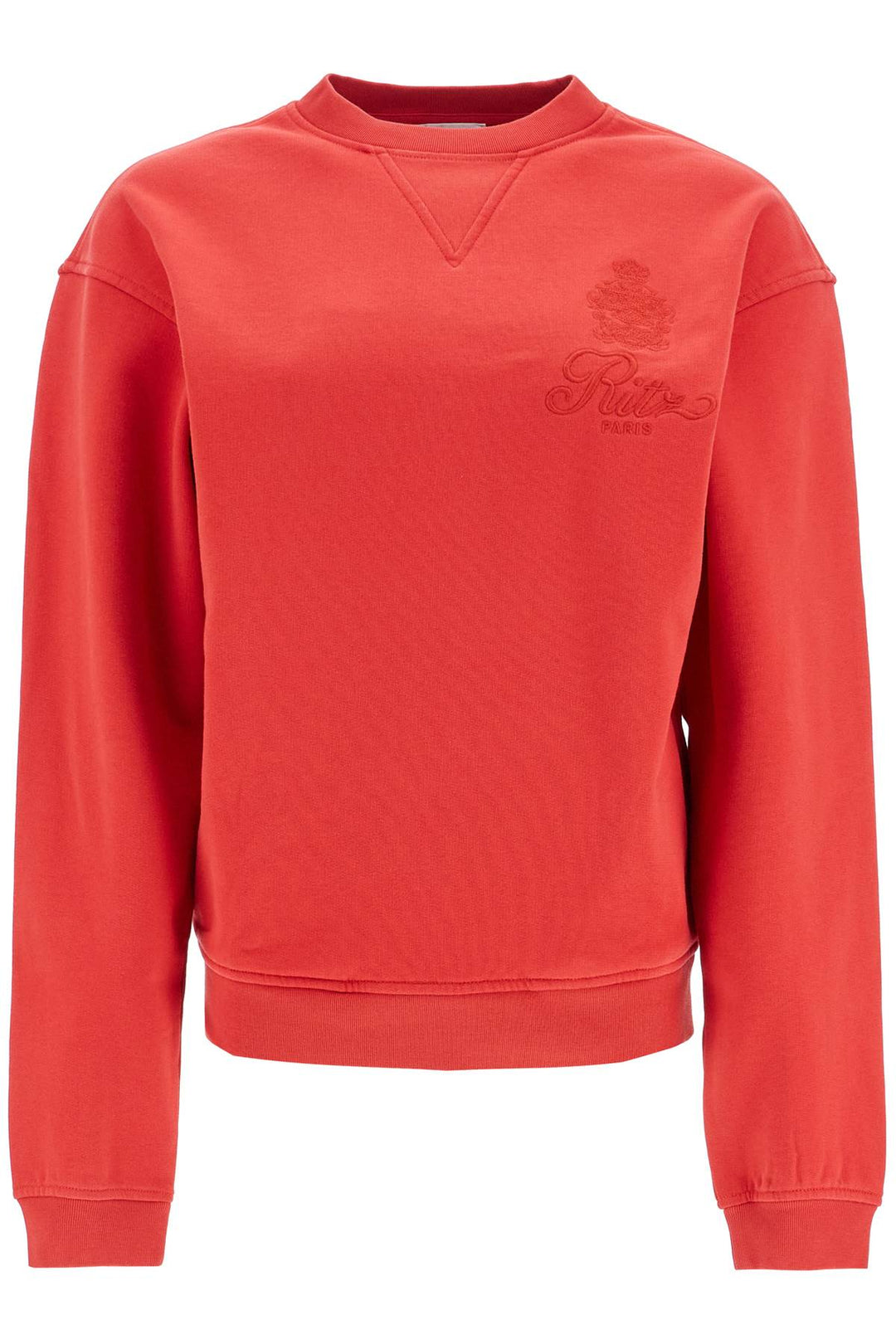 Red Cotton Sweater With Logo Embroidery