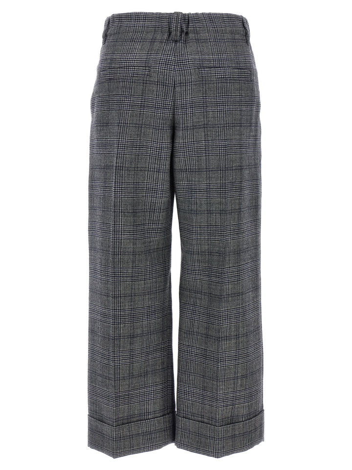 Brunello Cucinelli Pied De Poule Wool Pants - Gray | e6cc84befdf82de344df92c20bb8caf0e2c91584