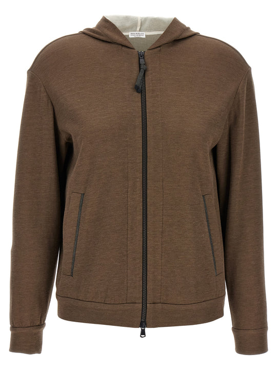 Precious Zipper Pull Sweatshirt Brown