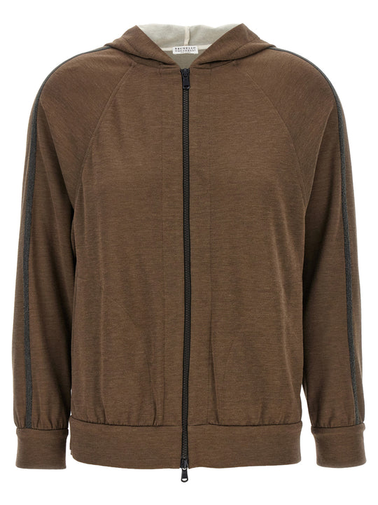 Shiny Trims Sweatshirt Brown