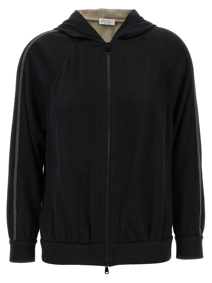 Brunello Cucinelli Shiny Trims Sweatshirt - Black | b6162f854f4c85ac6ba8d7b8e154ecb2a40787a5