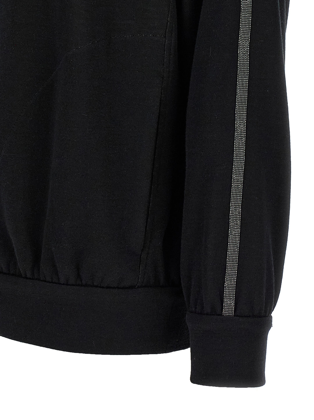 Brunello Cucinelli Shiny Trims Sweatshirt - Black | 670f87b1f66712985f934c1f980d18601024a0cc