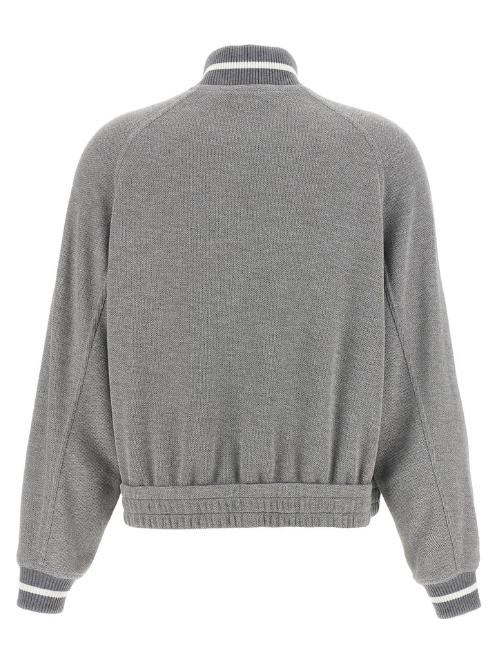 Brunello Cucinelli Logo Embroidery Lamé Sweatshirt - Silver | 2b5b34e68472a62e5fb865bb6894b1d02bd711fd