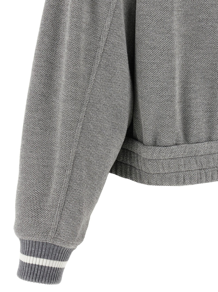 Brunello Cucinelli Logo Embroidery Lamé Sweatshirt - Silver | 76f15f99417fabb639ddb709efd5592049a16d08