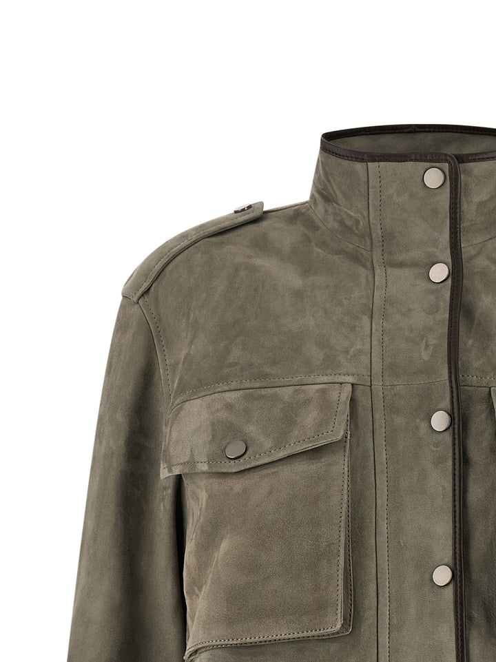 Brunello Cucinelli Couture Suede Jacket Puffer Jackets - Gray | 42d60614fcc02feb34f7ea2d6876573e5a744750