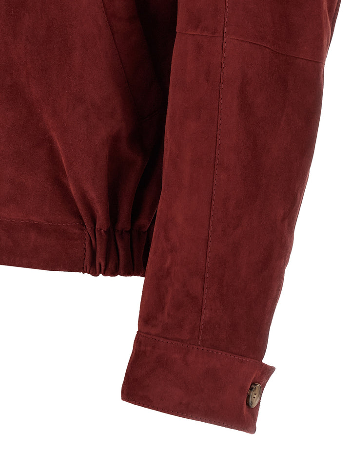 Brunello Cucinelli Suede Jacket Puffer Jackets - Red | 302e73a062935a1eb610739dce3d16259fab70ce