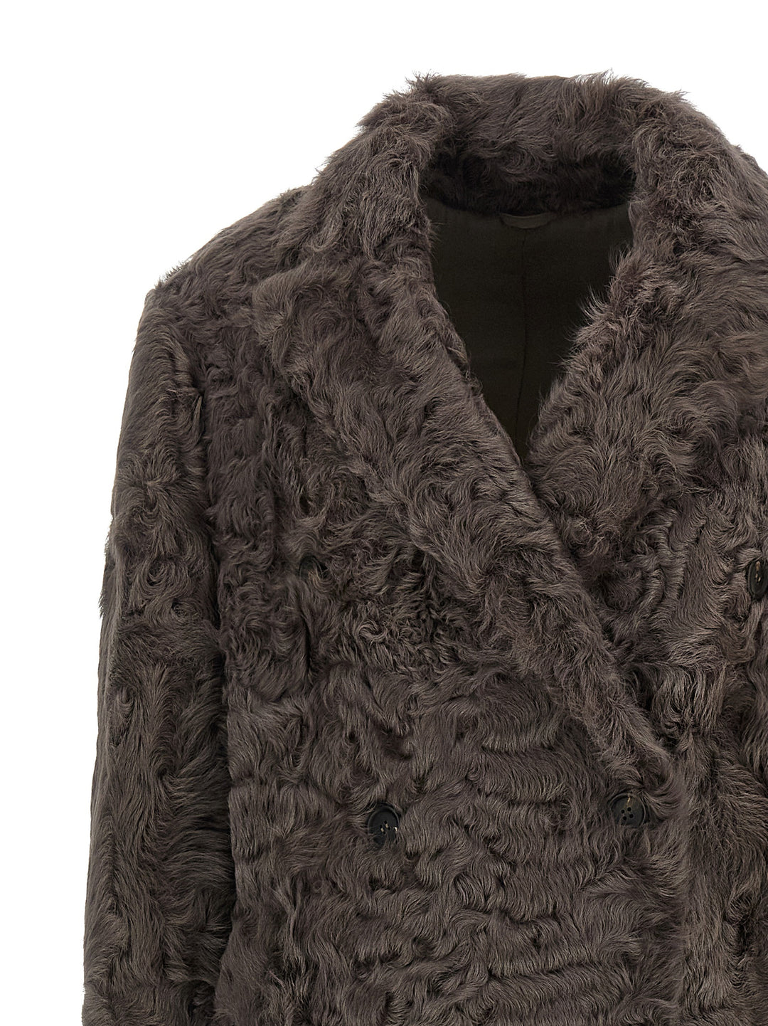 Brunello Cucinelli Wavy Shearling Coat Fur - Brown | 49d9be6afc6c7688e13d9944d0a05263d18c7f50