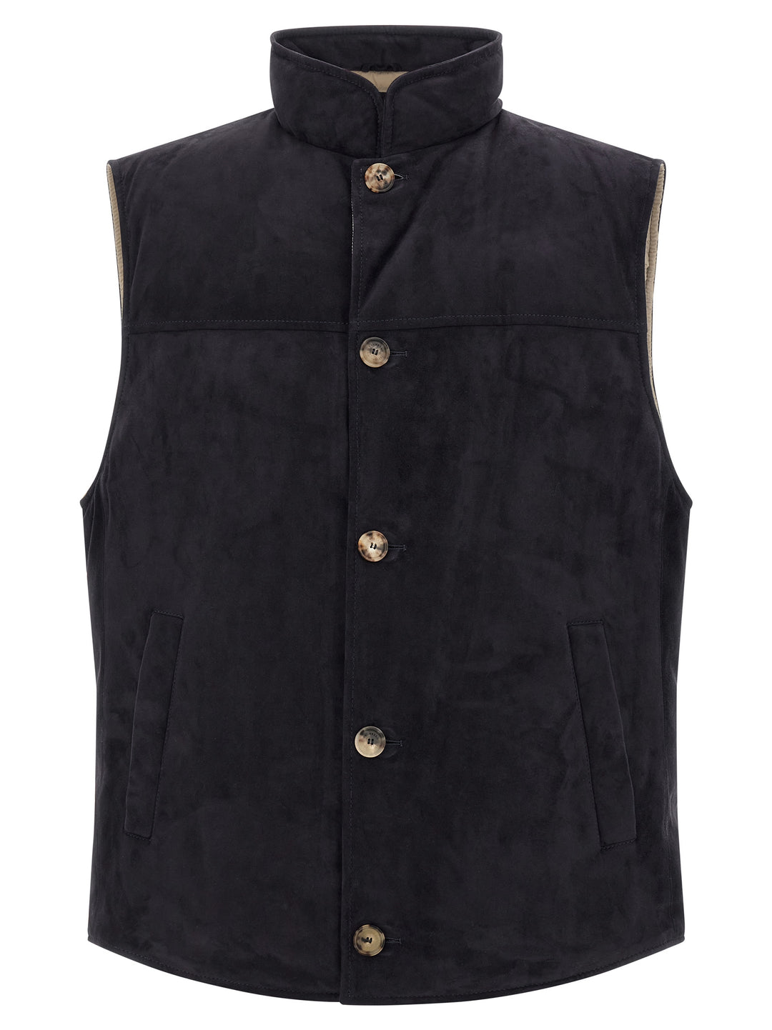 Brunello Cucinelli Suede Vest Gilet - Blue | ca293e5dce45be8ec05ea18a08da9559f286781f