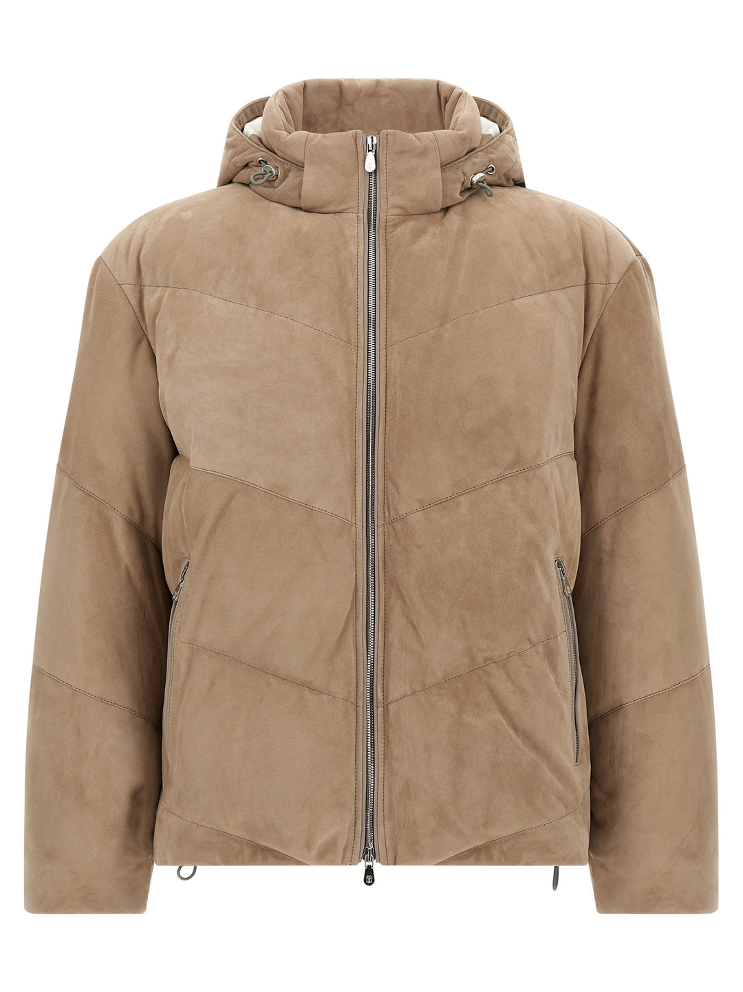 Brunello Cucinelli Suede Down Jacket Puffer Jackets - Beige | f106420a13e808c57b9cafc02b503c769a056613