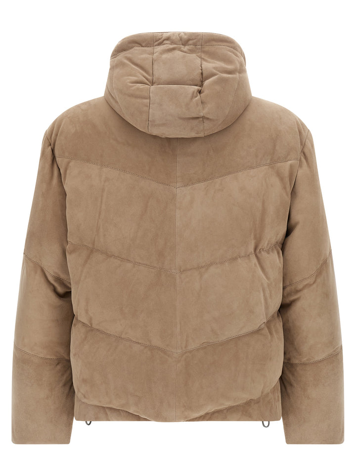 Brunello Cucinelli Suede Down Jacket Puffer Jackets - Beige | 2c9c8b65a6f97e9e3450c6fba450c0c1c3570b4b