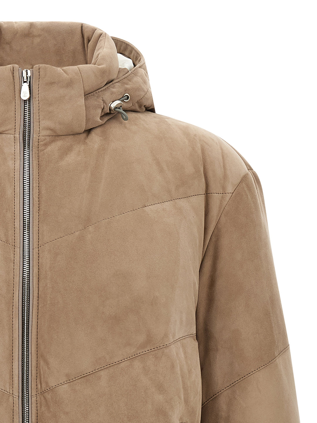 Brunello Cucinelli Suede Down Jacket Puffer Jackets - Beige | ab0b324b14807590e4a494a30af6511dd96dcd69