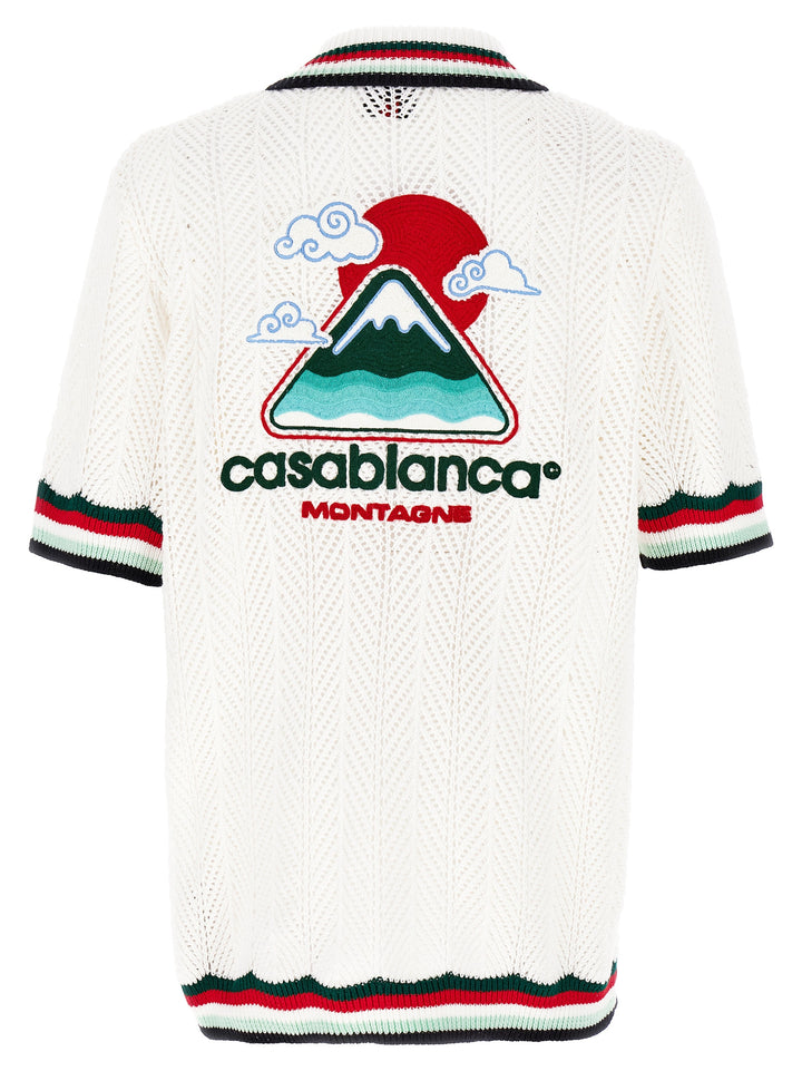 Casablanca Sporty Faux Crochet Shirt and Blouse - White | 435c3ab9f51a4324706c02b6dade48e93320a706