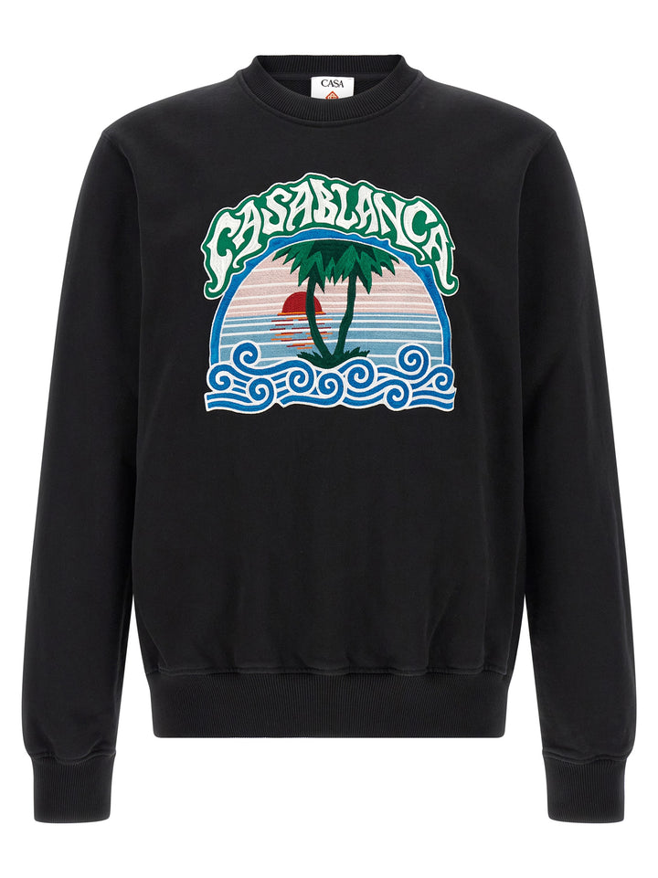 Casablanca Palm Tree Emblem Sweatshirt - Black | 8dfb9b29fd736498d2792e7cb8150ad2083f87ce